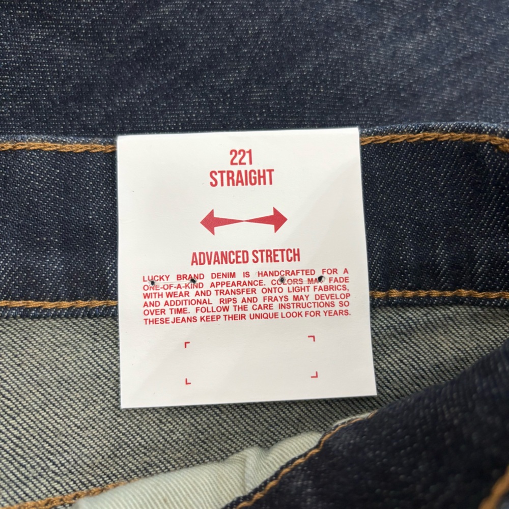 NWT Lucky Brand 221 Straight Blue Jeans Barite Dark Wash Whiskered 40x32 - Picture 8 of 12